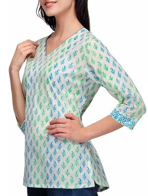 fuchsia designs cream cotton straight kurti - 14999502 - Standard Image - 2