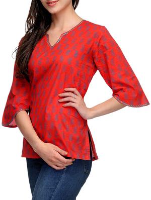 fuchsia designs orange cotton straight kurti - 14999504 - Standard Image - 2