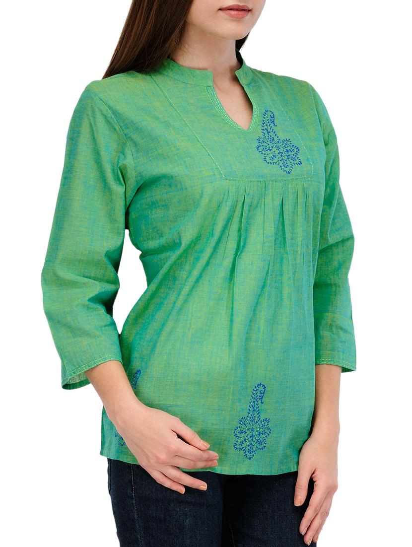 fuchsia designs green cotton straight kurti - 14999518 - Zoom Image - 2