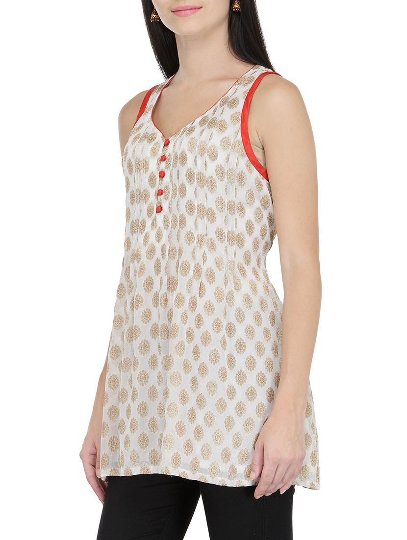 fuchsia designs white viscose a-line kurti - 14999523 - Zoom Image - 2