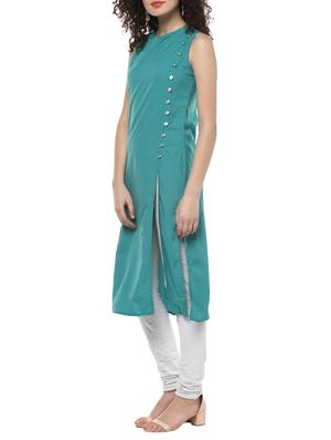 side slit solid kurta - 15002485 - Standard Image - 2