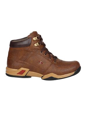brown leatherette high ankle boot - 15002620 - Standard Image - 2