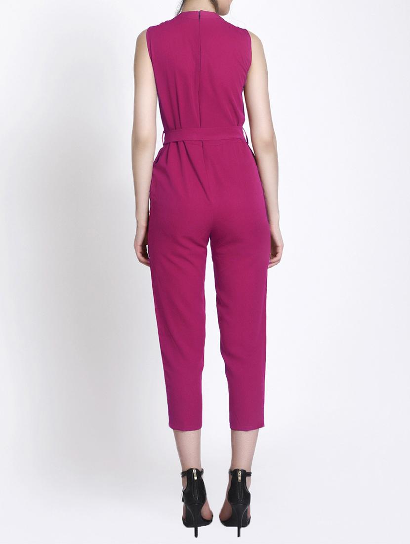 pink crepe full leg jumpsuit - 15003455 - Zoom Image - 2
