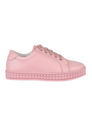 pink faux leather laceup sneakers - 15004133 - Standard Image - 2