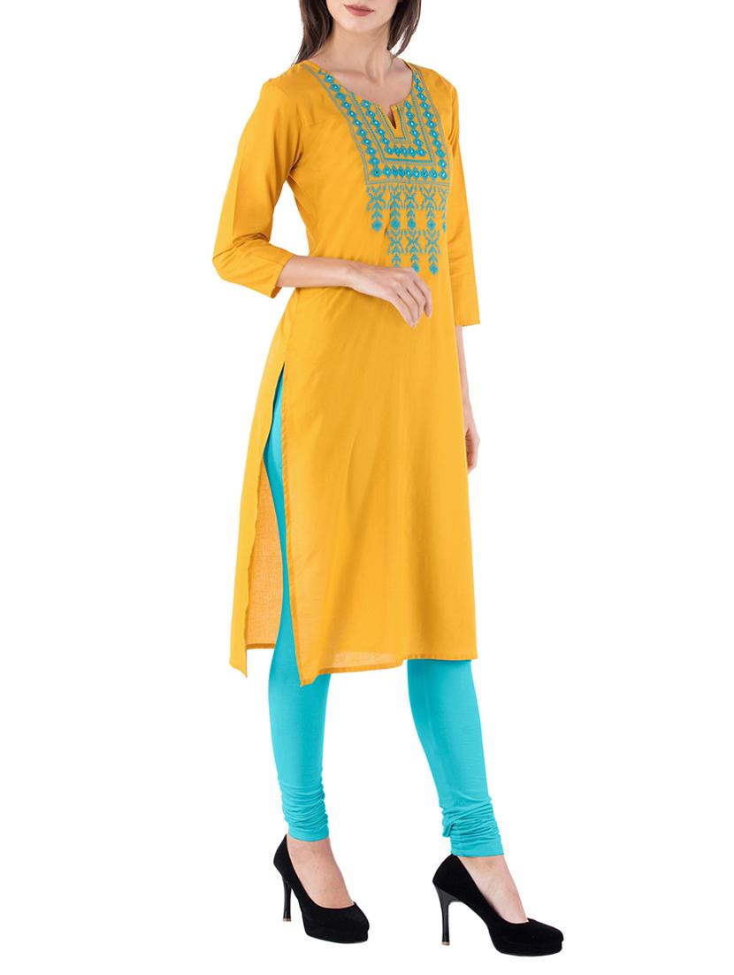Embroidered straight kurta - 15004928 - Zoom Image - 2