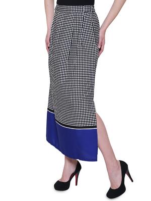 black crepe checkered maxi skirt - 15005186 - Standard Image - 2