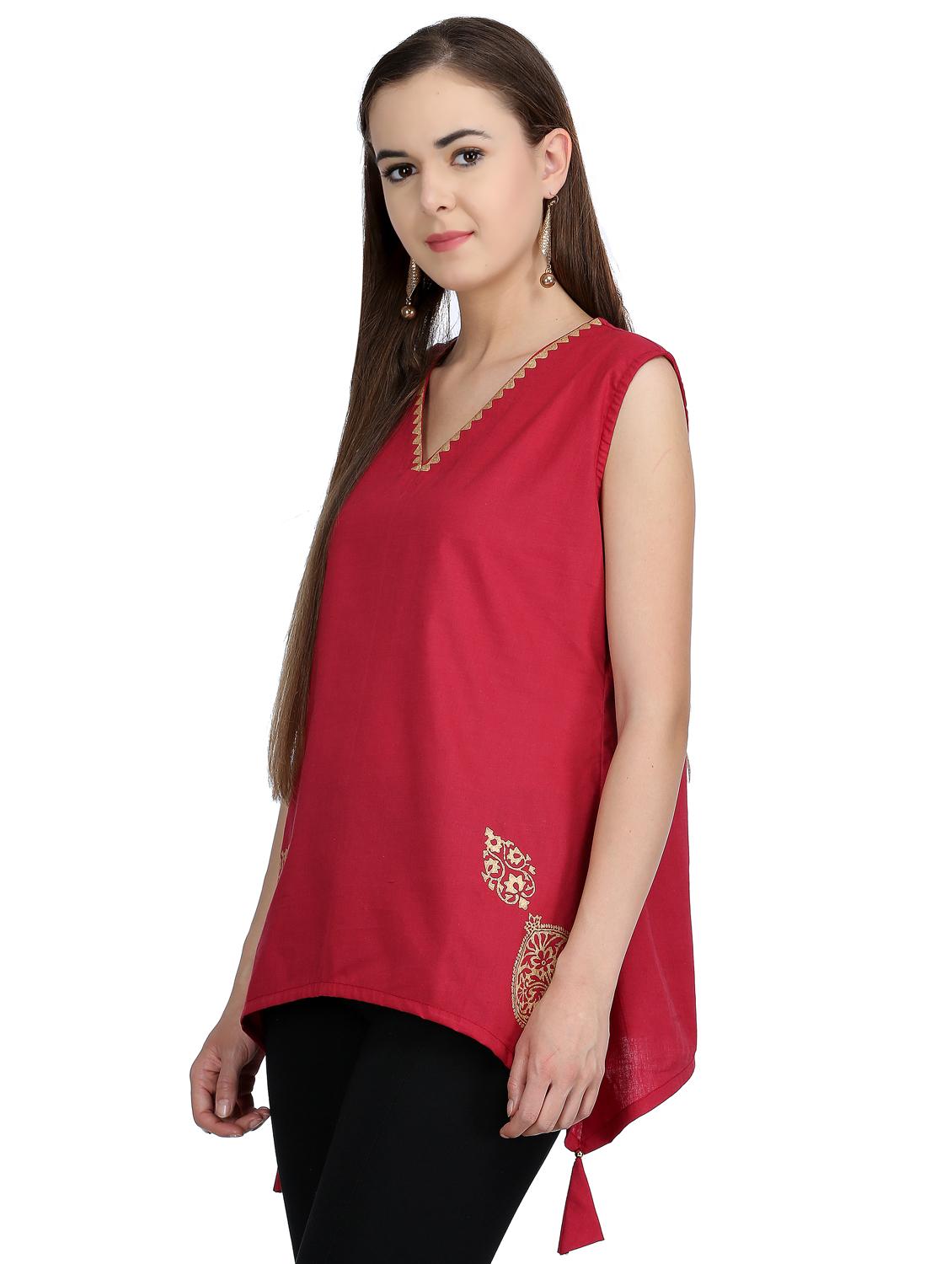KAANCHIE NANGGIA maroon cotton top - 15006832 - Zoom Image - 2