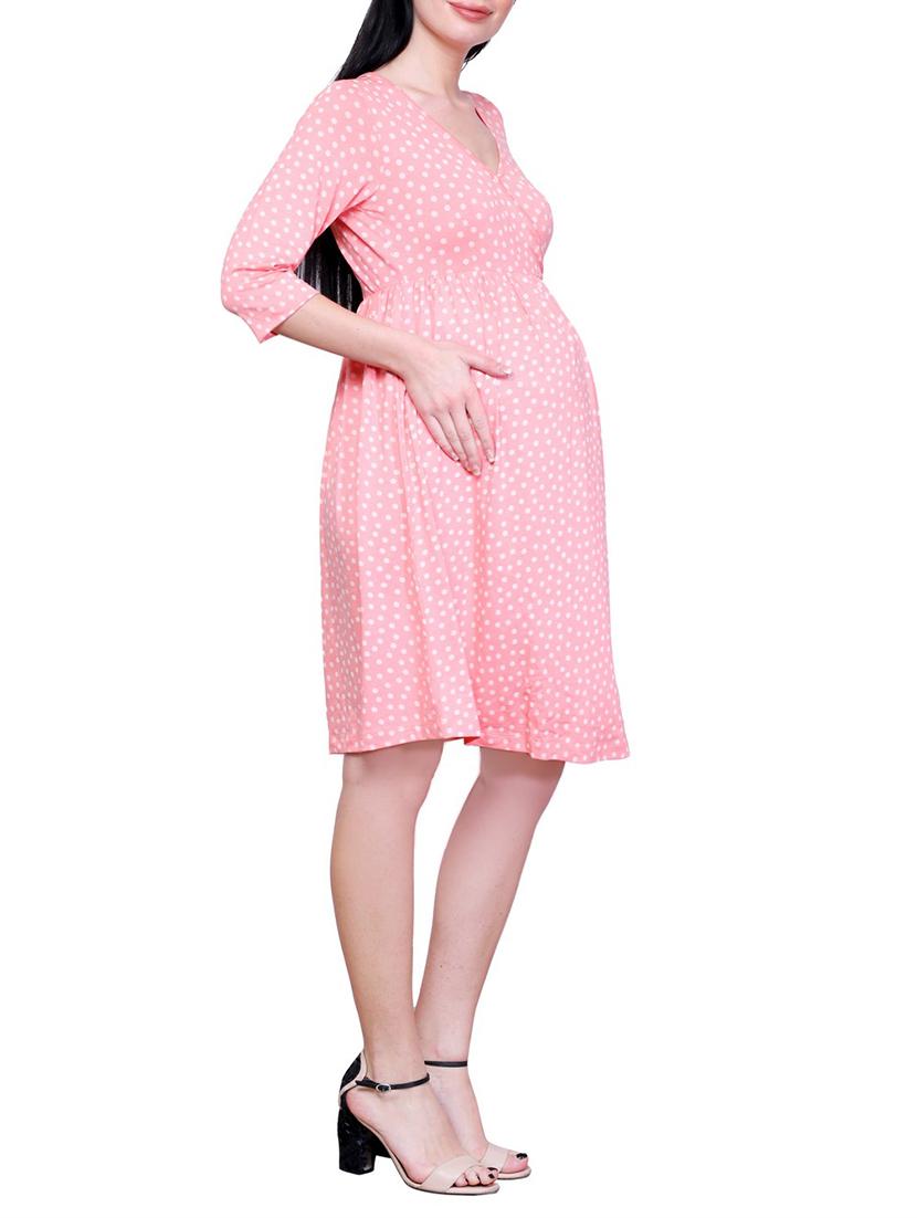 pink jersey maternity wear dress - 15006995 - Zoom Image - 2