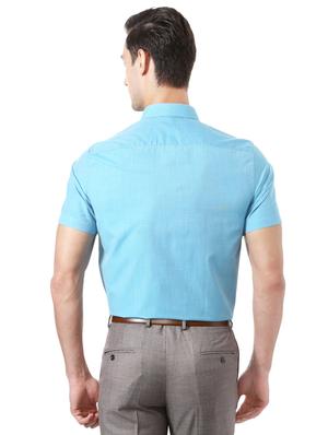 blue cotton blend formal shirt - 15007115 - Standard Image - 2