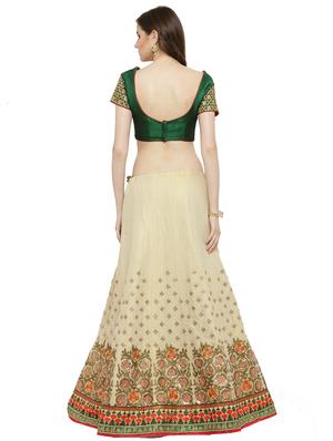 beige silk flared lehenga - 15007217 - Standard Image - 2