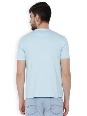 blue cotton chest print t-shirt - 15007322 - Standard Image - 2