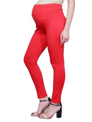 red solid maternity wear leggings - 15007932 - Standard Image - 2