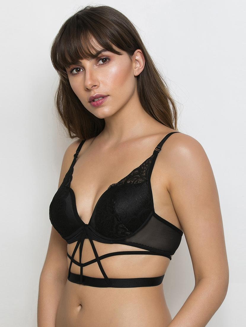 black solid cage bra - 15008097 - Zoom Image - 2