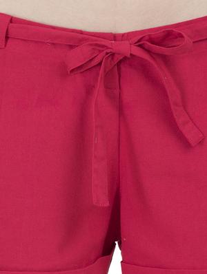 red solid cotton shorts - 15008114 - Standard Image - 5