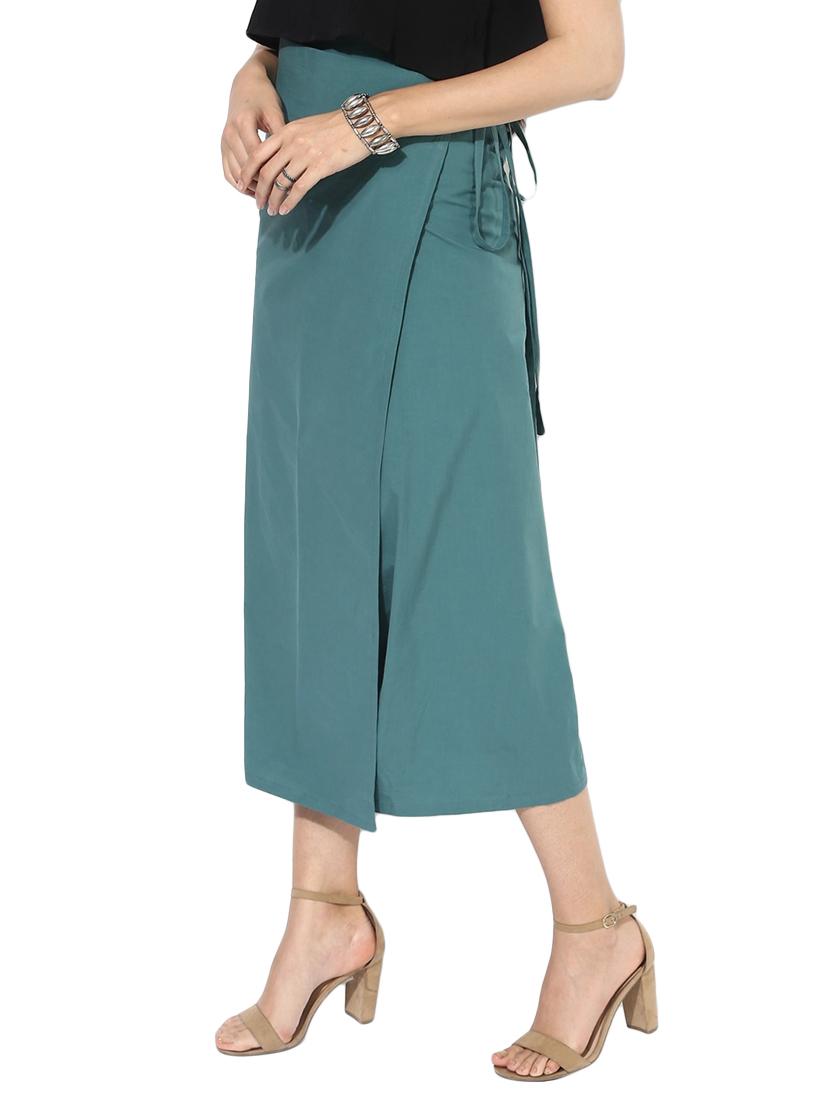 blue solid cotton wrap skirt - 15008120 - Zoom Image - 2