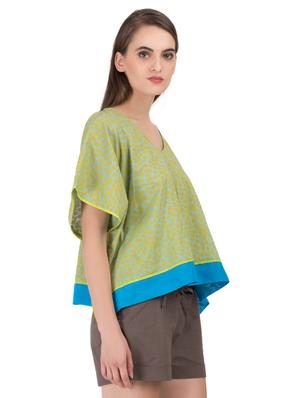 GRASS by Gitika Goyal green cotton kaftan - 15008126 - Standard Image - 2