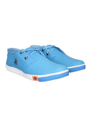 light blue leatherette lace up sneaker - 15008172 - Standard Image - 2
