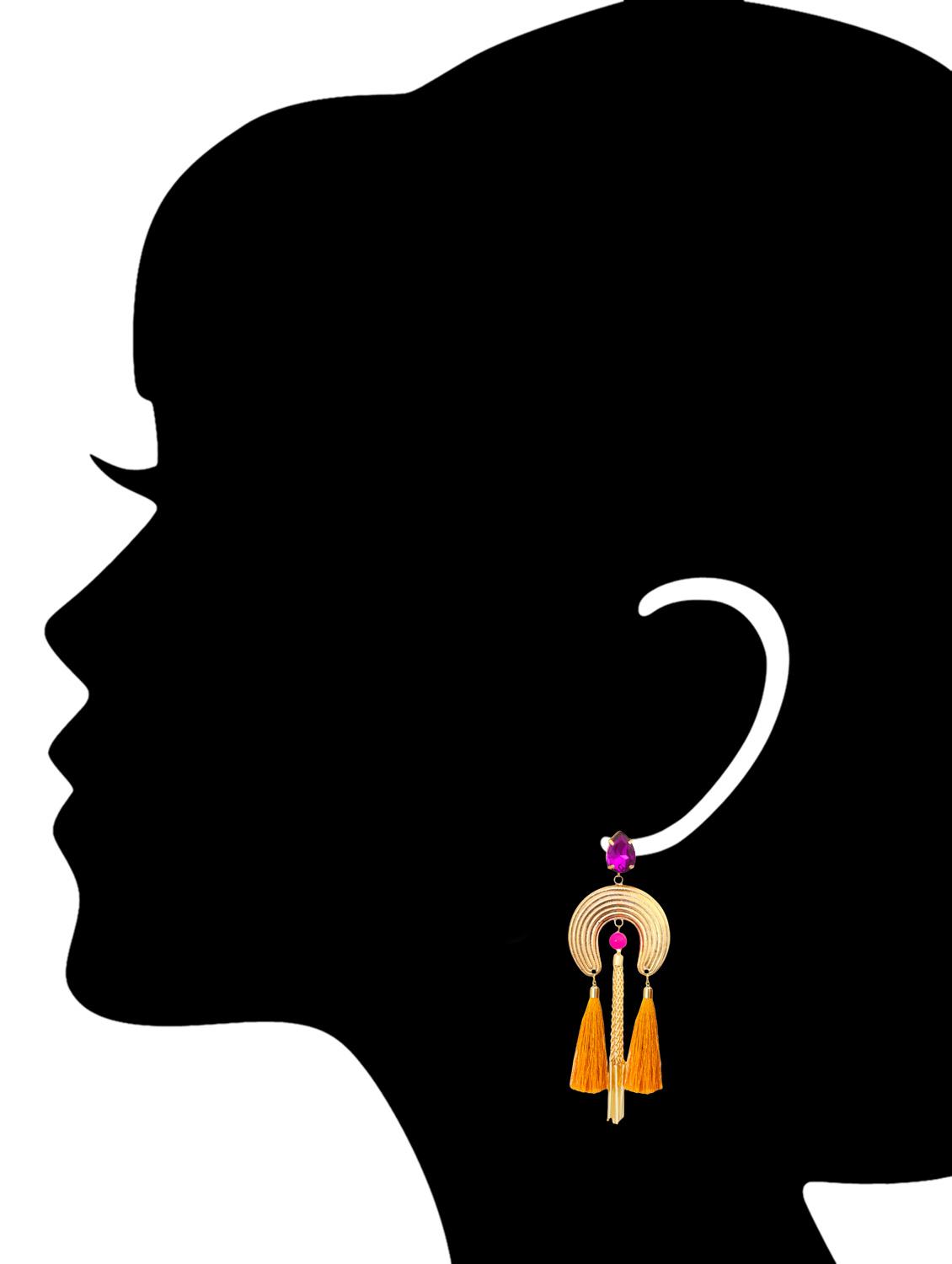 multi colored brass drop earrings - 15008752 - Zoom Image - 2