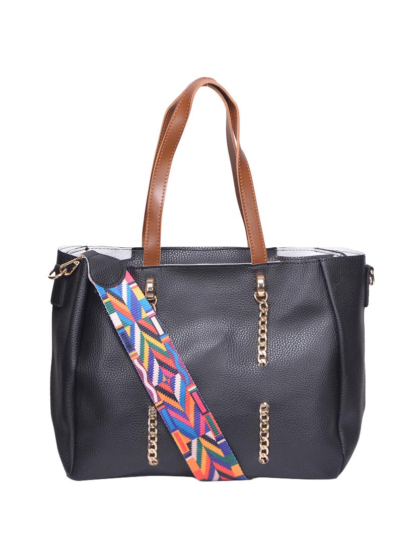 black leatherette handbag - 15009907 - Zoom Image - 2