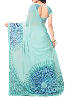 Geometrical printed saree with blouse - 15010608 - Standard Image - 2