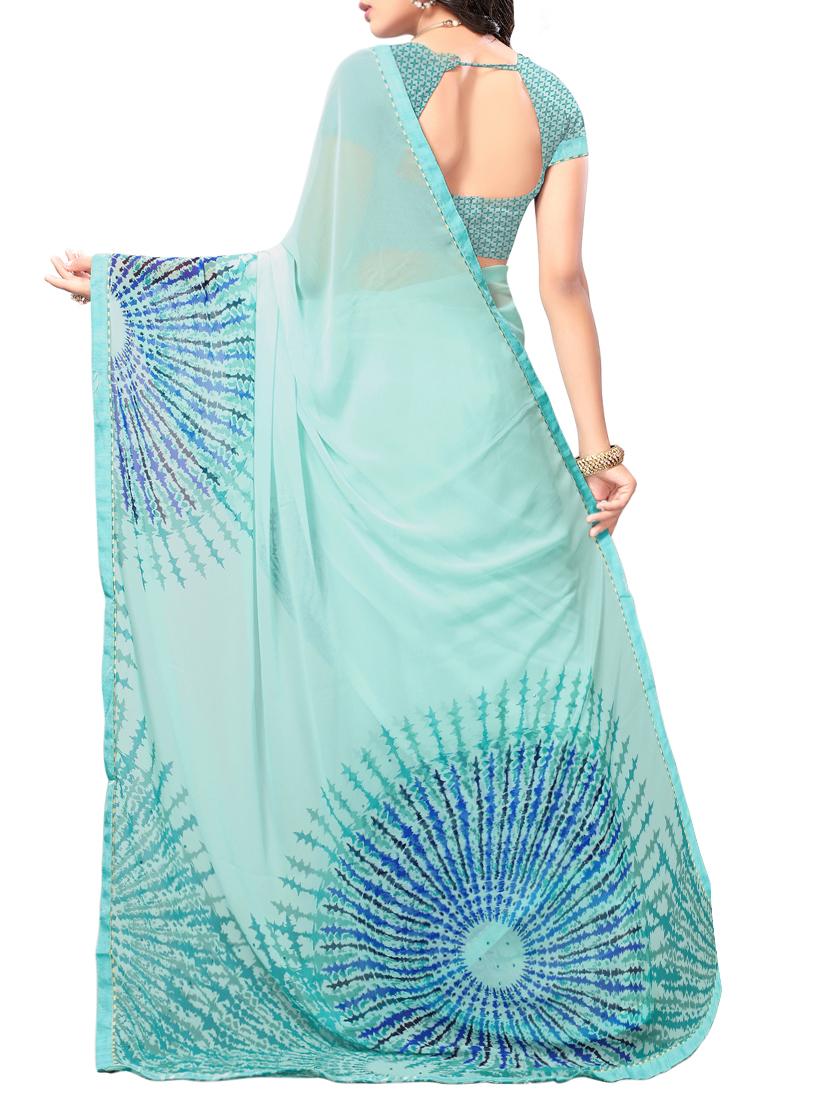 Geometrical printed saree with blouse - 15010608 - Zoom Image - 2