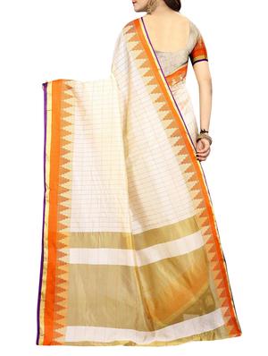 temple bordered art silk saree with blouse - 15010639 - Standard Image - 2