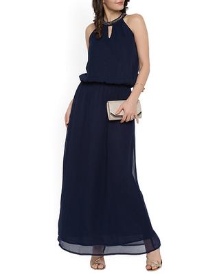 navy blue solid maxi dress - 15011289 - Standard Image - 2