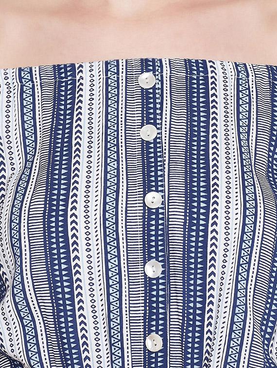 blue striped rayon off shoulder dress - 15011297 - Zoom Image - 5