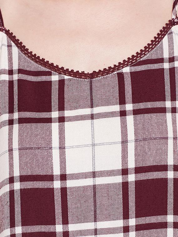 maroon checkered asymmetric dress - 15011412 - Zoom Image - 5