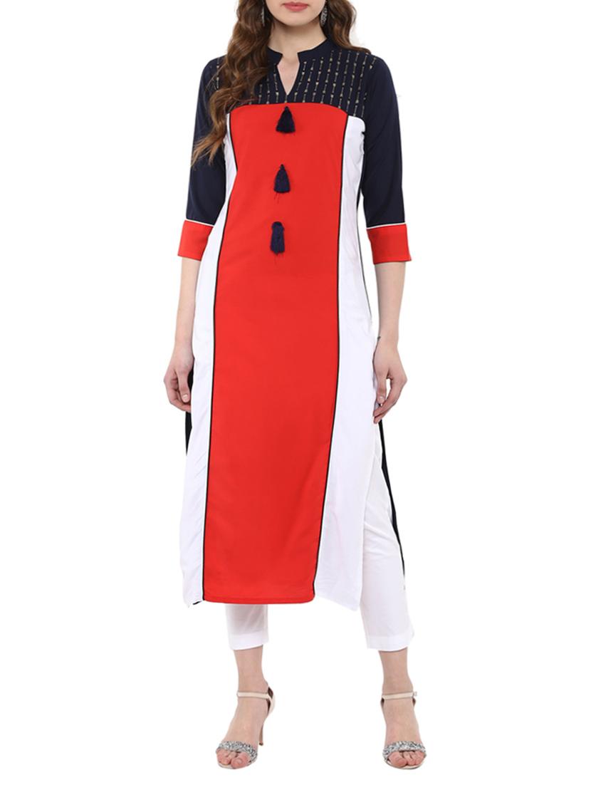 multi colored crepe combos kurta - 15011638 - Zoom Image - 5