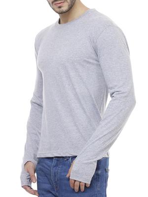 grey cotton thumbhole t-shirt - 15012199 - Standard Image - 2