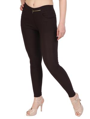 brown solid jeggings - 15012445 - Standard Image - 2