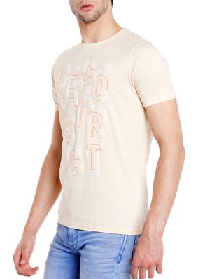 peach cotton chest print tshirt - 15012509 - Standard Image - 2