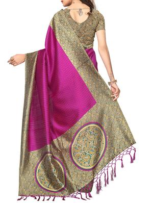 magenta silk blend mysore saree with blouse - 15012702 - Standard Image - 2