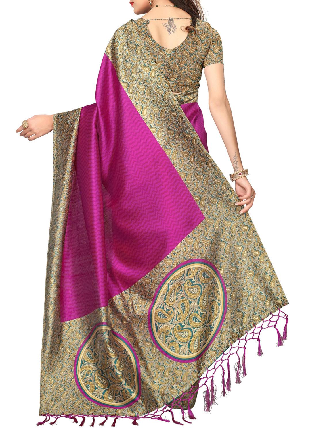 magenta silk blend mysore saree with blouse - 15012702 - Zoom Image - 2
