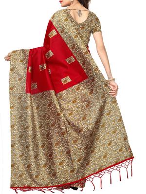 red silk blend mysore saree with blouse - 15012710 - Standard Image - 2