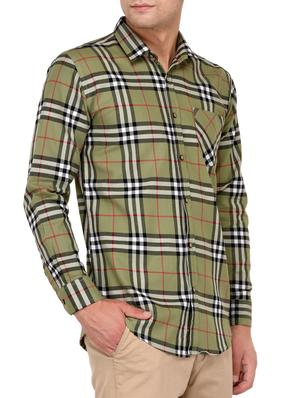 green cotton casual shirt - 15012913 - Standard Image - 2