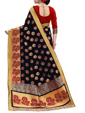 black banarasi silk saree with blouse - 15013165 - Standard Image - 2