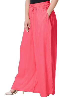 pink solid rayon palazzo - 15013235 - Standard Image - 2