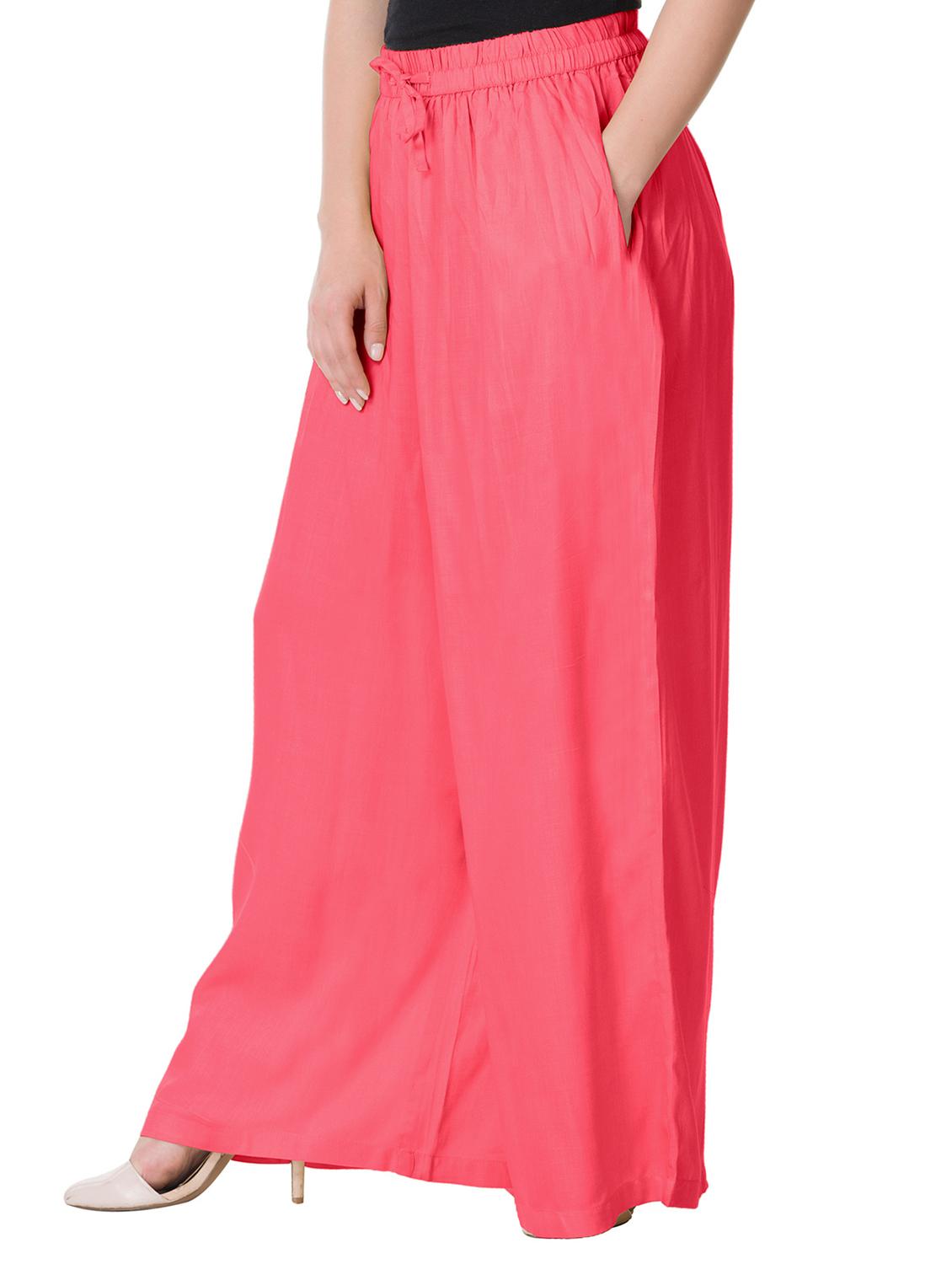 pink solid rayon palazzo - 15013235 - Zoom Image - 2
