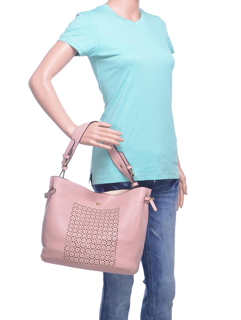 pink leatherette regular handbag - 15013312 - Zoom Image - 5