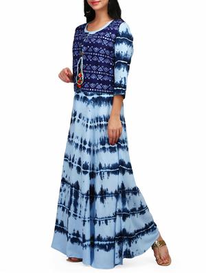 blue rayon kurta with jacket - 15013696 - Standard Image - 2