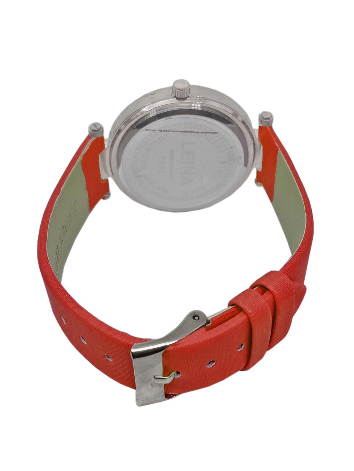 JM New Leina Style L1 Silver Dial Red Leather Belt Watch - 15013990 - Zoom Image - 2