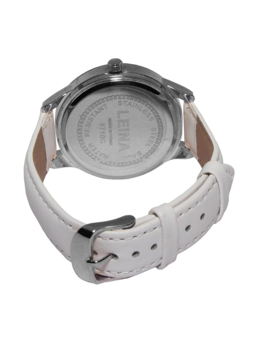 JM New Leina Style L2 Silver Dial White Leather Belt Watch - 15014039 - Zoom Image - 2