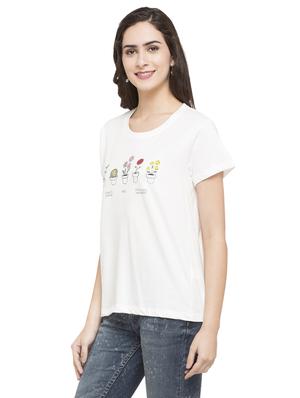 white cotton printed tee - 15015016 - Standard Image - 2