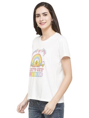 white cotton printed tee - 15015029 - Standard Image - 2