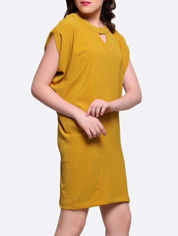 yellow solid shift dress - 15015071 - Zoom Image - 2