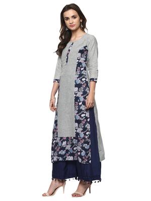 white cotton straight kurta - 15015118 - Standard Image - 2