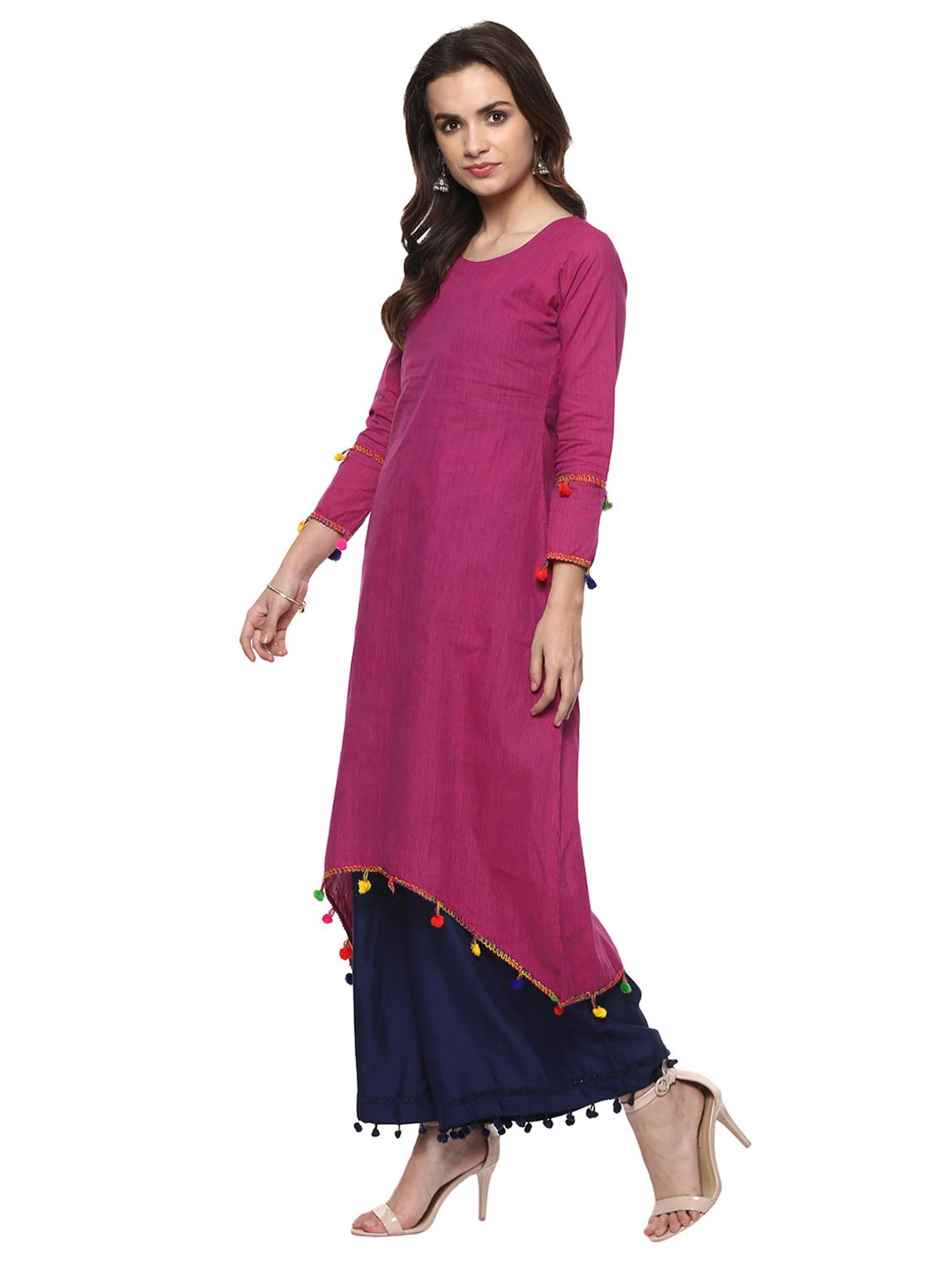 asymmetric lace kurta - 15015119 - Zoom Image - 2