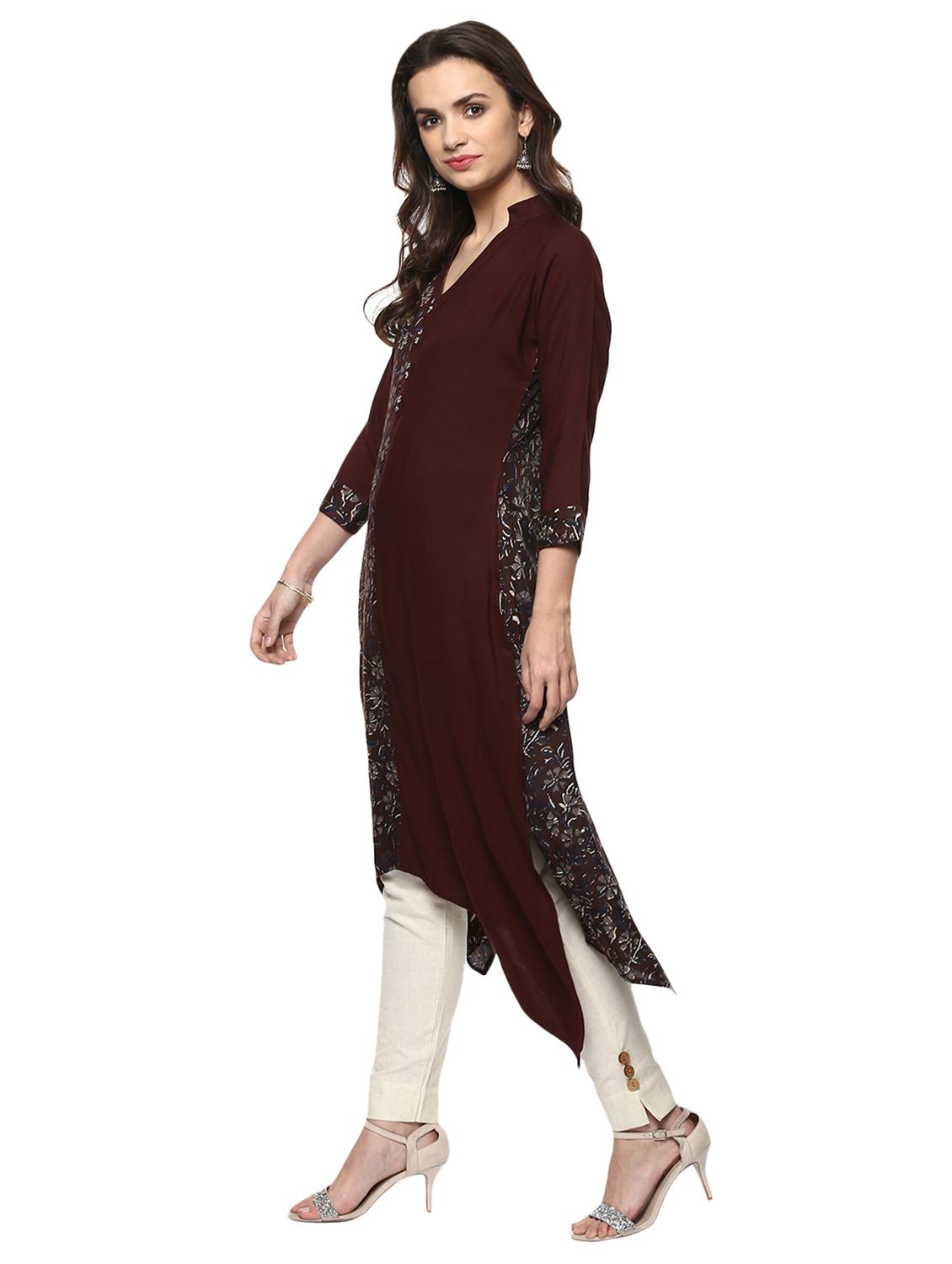 printed asymmetric kurta - 15015129 - Zoom Image - 2